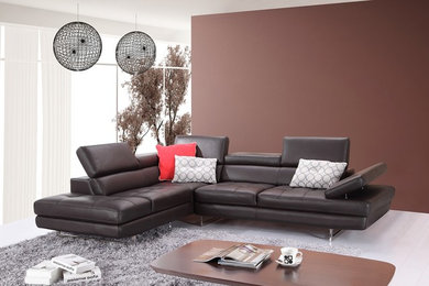 A761 Italian Leather Sectional Slate Coffee In Left Hand Facing