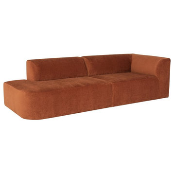Nuevo Isla Fabric & Rubber Right Arm Triple Seat Sofa in Terracotta Orange/Black