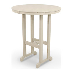 Polywood - Ivy Terrace Classics Round 36" Bar Table, Sand - Outdoor Pub And Bistro Tables