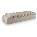 Meridian Furniture - Rumble Upholstered Bench, Taupe, 72" W x 22" D x 16.5" H, Vegan Leather - Indulge in the allure of the Taupe Vegan Leather Rumble Bench by Meridian Furniture. Its captivating design and luxurious Taupe Vegan Leather elevate any space with effortless elegance. Crafted with precision and durability in mind, this stunning piece becomes the focal point of gatherings, fostering moments of connection and warmth. Embrace sophistication and style with the Rumble Bench, a testament to exquisite taste and timeless beauty.