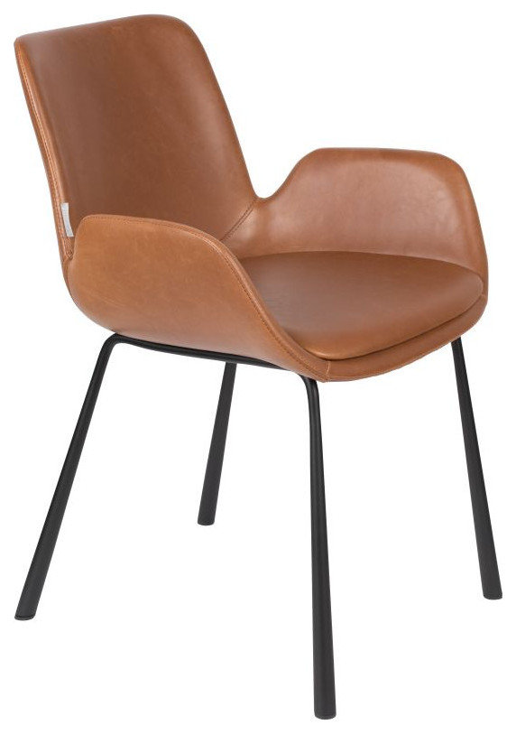 Brown Leather Dining Armchairs (2) | Zuiver Brit LL - Midcentury ...