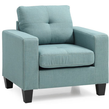 Glory Furniture Newbury Twill Fabric Club Chair in Teal