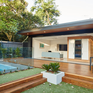 Inspiration for a modern home theater remodel in Wollongong