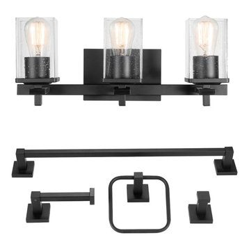 5-Piece Matte Black All-In-One Bathroom Set