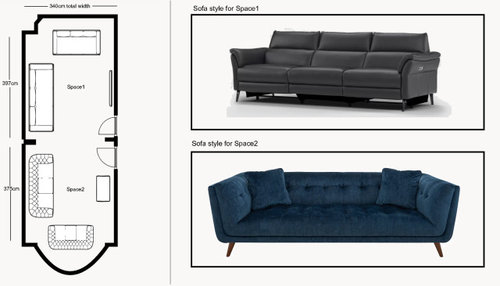 How can we integrate these 2 sofa styles in a through lounge? | Houzz UK