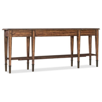 Catania 2-Drawer Traditional Wood Console Table with Shelf in Brown