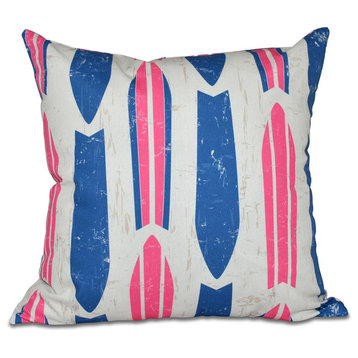 Dean, Geometric Print Outdoor Pillow, Pink, 18"x18"