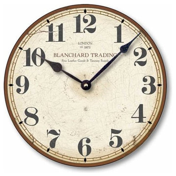 Vintage-Style Mercantile Wall Clock, 12 Inch Diameter