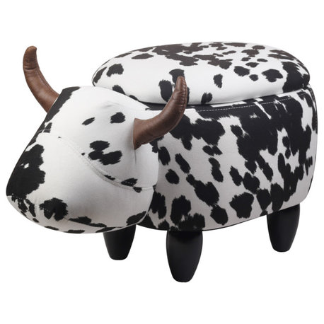 Milk Cow Animal Ottoman, Storage for Living Room