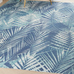 Nourison - Waverly Sun N' Shade All-over design Navy 6'6" x 9'6" Area Rug - Create a fun and exotic vibe that's all your own with the St Croix tropical outdoor rug from the Waverly Sun N' Shade Collection. A pattern of overlapping fronds projects a sense of movement and depth against its deeply pigmented navy-blue ground, making this an eye-catching foundation for your indoor or outdoor decor. Machine made of polyester in a low-profile design that you can easily place in high traffic areas such as the living room or dining room, or onto your patio, porch or deck.