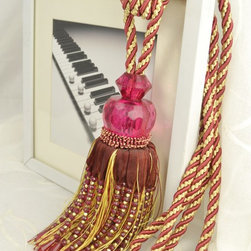 5 Colors QYM39 Polyester and Acrylic Curtain Tassel Tie Backs in Red Color - Window Treatment Accessories