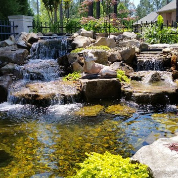 Koi Pond with Waterfalls and Patio / Walkway in Blythewood SC