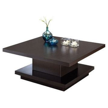 Bowery Hill Square Pedestal Storage Coffee Table in Cappuccino