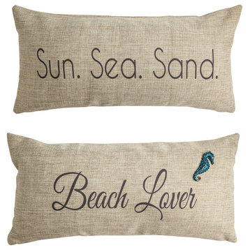 Beach Reversible Pillow Cover