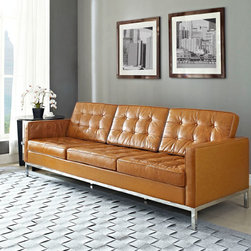 Loft Tan Leather Sofa - Sofas