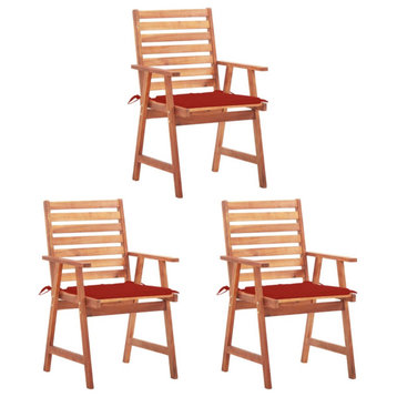 Vidaxl Outdoor Dining Chairs 3-Piece With Cushions Solid Acacia Wood
