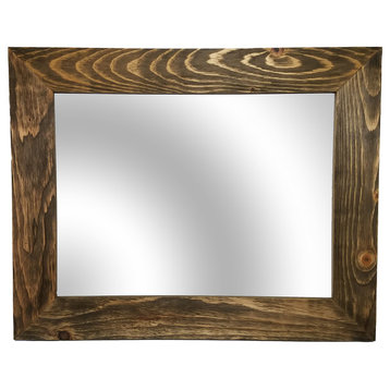 Shiplap Style Vanity Mirror, Driftwood, 36" X 30", Horizontal