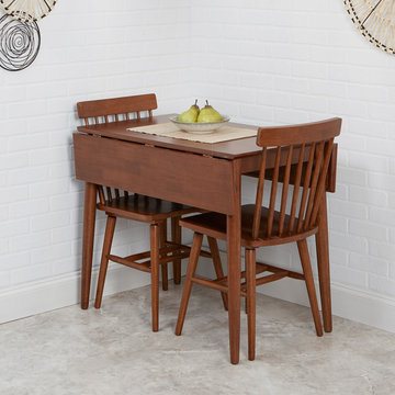 Connor Mid-Century Modern Drop Leaf Dining Table, Brown