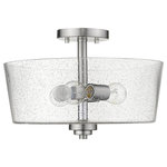 Acclaim Lighting - Rowe 3-Light Satin Nickel Semi-Flush Mount - Semi-flush and totally smart.  Rowe features an easygoing design that will enrich any style of decor.  A seeded glass drum shade with metal hardware available in three finishes.Semi-Flush MountSatin Nickel finishClear Seeded Drum Shaped GlassTransitional StyleRequires 3 60-Watt Max Medium Base BulbsInstallation hardware included1 Year Warranty  This light requires 3 ,  Watt Bulbs (Not Included) UL Certified.