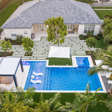 New Pool & Spa with Custom Landscaping in Cooper City