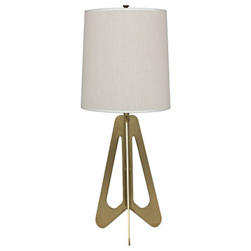 Noir Candis Table Lamp with White Shade, Antique Brass