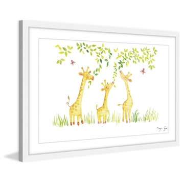 Marmont Hill, "Three Giraffes" by Maya Gur Framed Painting Print, 45x30