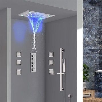 Fontana 20*14" LED Recessed Ceiling Mount Rainfall Shower System, Chrome