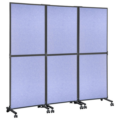 Acoustic Room Divider 72"x66" Office Partition 3 Panels, Blue