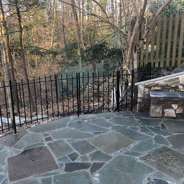 Two Level Flagstone Patio with Field Stone Walls in Chevy Chase, DC