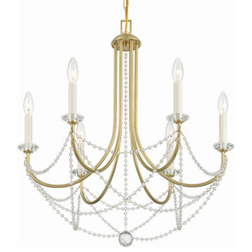 Crystorama Lighting Group DEL-90806 Delilah 6 Light 24"W Crystal - Aged Brass