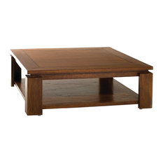 Lauren Square Coffee Table With Lower Shelf, Chocolate