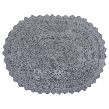 DII Gray Large Oval Crochet Bath Mat