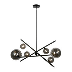 6LT Horz Pendant, MB With Smoked Glass