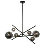 Dainolite - 6LT Horz Pendant, MB With Smoked Glass - 6 Light Horizontal Pendant, Matte Black with Smoked Glass Bulb Type:G9 Number of Bulbs:6 Bulbs Included:Bulbs Not Included UL Listed:UL Listed Bult Wattage:25 Hardwire or Plug:,Hardwire