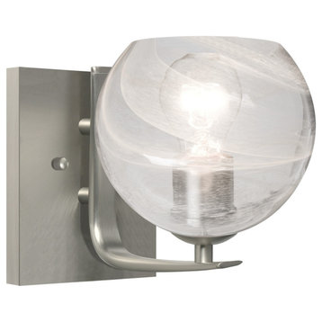 Jilly 1-Light Wall Light, Satin Nickel, Vapor Clear Glass
