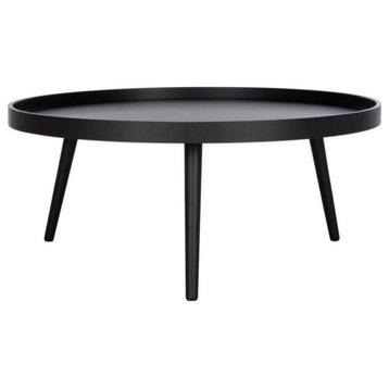 Roxie Round Tray Top Coffee Table, Black