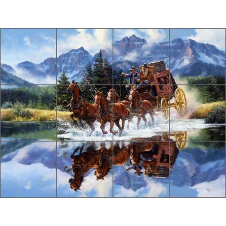 Ceramic Tile Mural Backsplash, The Shortcut by Jack Sorenson, 24"x18"