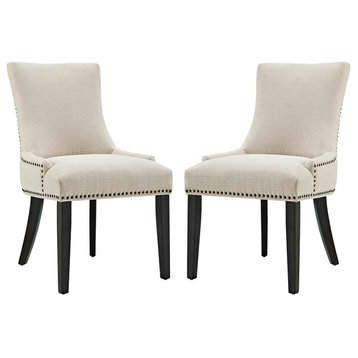 Marquis Parsons Dining Side Chairs Upholstered Fabric Set of 2, Beige