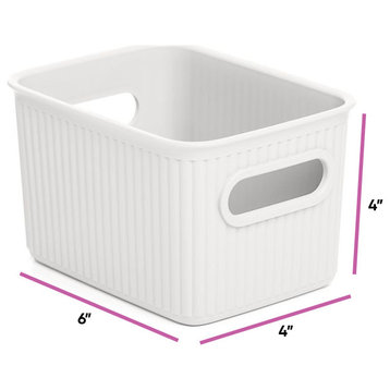 Superio Ribbed Storage Bin, Plastic Storage Basket, White, 1.5 L
