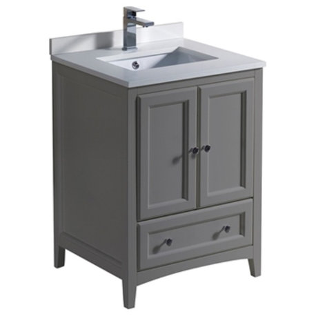 Fresca Oxford 24" Gray Traditional Bathroom Cabinet With Top and Sinks