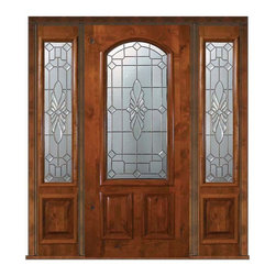 Prehung Sidelites Door 80 Wood Alder Versailles Arch Lite Glass - Front Doors