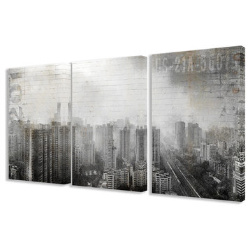 "Distressed Urban Day Triptych" Wall Plaque Art Set