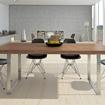 Aeon Furniture Jordan Dining Table in Walnut/Chrome