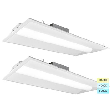 2x4 Center Basket LED Troffer Panel 3 Color Options Dimmable Damp Rated 2 Pack