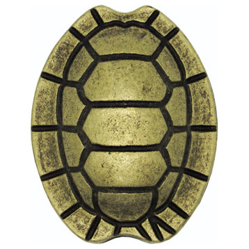 Turtle Shell Cabinet Knob, Antique Brass