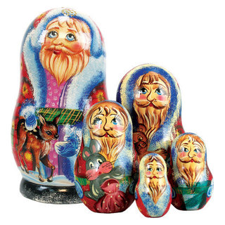 G. Debrekht Russian Santa Wooden Wine Bottle Box