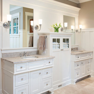 Bäder mit Steinfliesen und beigem Boden Ideen, Design & Bilder