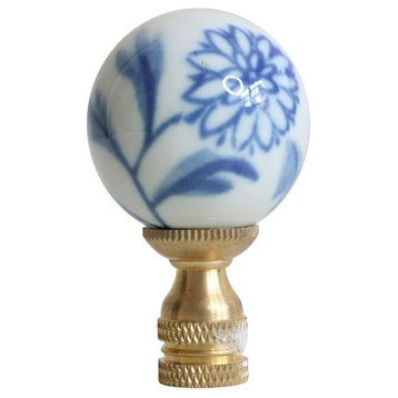 Blue and White Floral Porcelain Ball Table Lamp Finial