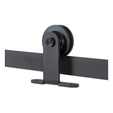 6' Modern European Barn Roller Sliding Closet Door Hardware Kit, Frosted Black