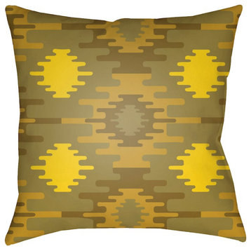 Yindi by Surya Poly Fill Pillow, Bright Yellow/Mustard/Olive, 20' x 20'